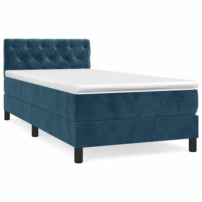 Pat box spring cu saltea, albastru închis, 80x200 cm, catifea - WALTI WALTI
