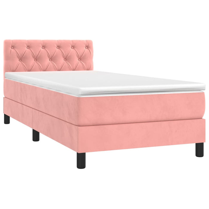 Pat box spring cu saltea, roz, 80x200 cm, catifea - WALTI WALTI