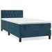 Pat box spring cu saltea, albastru închis, 90x190 cm, catifea - WALTI WALTI