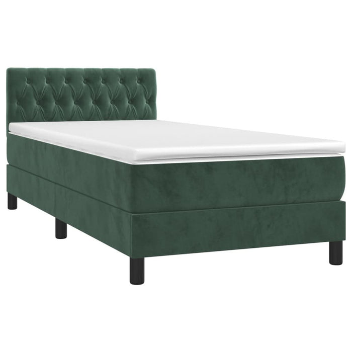 Pat box spring cu saltea, verde închis, 90x200 cm, catifea - WALTI WALTI
