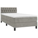 Pat box spring cu saltea, gri deschis, 100x200 cm, catifea - WALTI WALTI