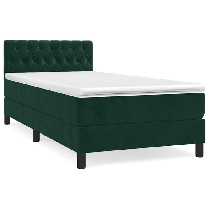 Pat box spring cu saltea, verde închis, 100x200 cm, catifea - WALTI WALTI