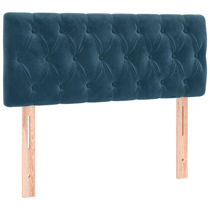 Pat box spring cu saltea, albastru închis, 100x200 cm, catifea WALTI