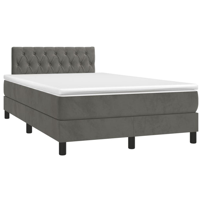 Pat box spring cu saltea, gri închis, 120x200 cm, catifea - WALTI WALTI