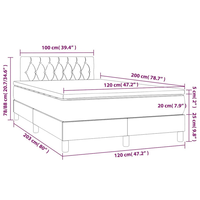 Pat box spring cu saltea, negru, 120x200 cm, catifea - WALTI WALTI
