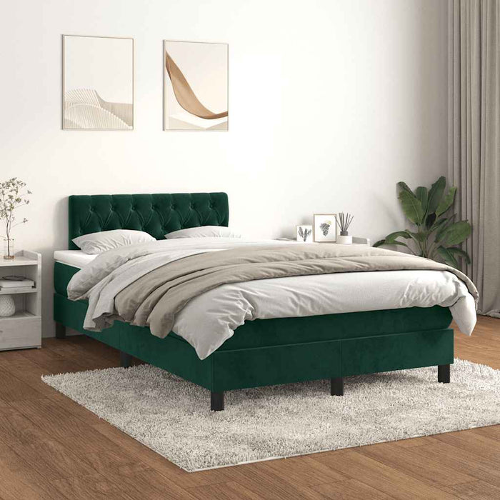 Pat box spring cu saltea, verde închis, 120x200 cm, catifea - WALTI WALTI