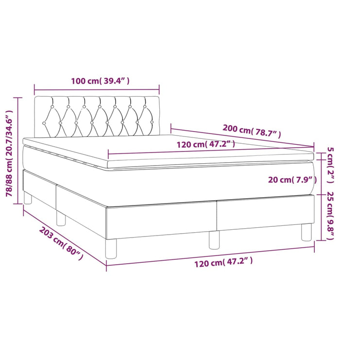 Pat box spring cu saltea, roz, 120x200 cm, catifea - WALTI WALTI