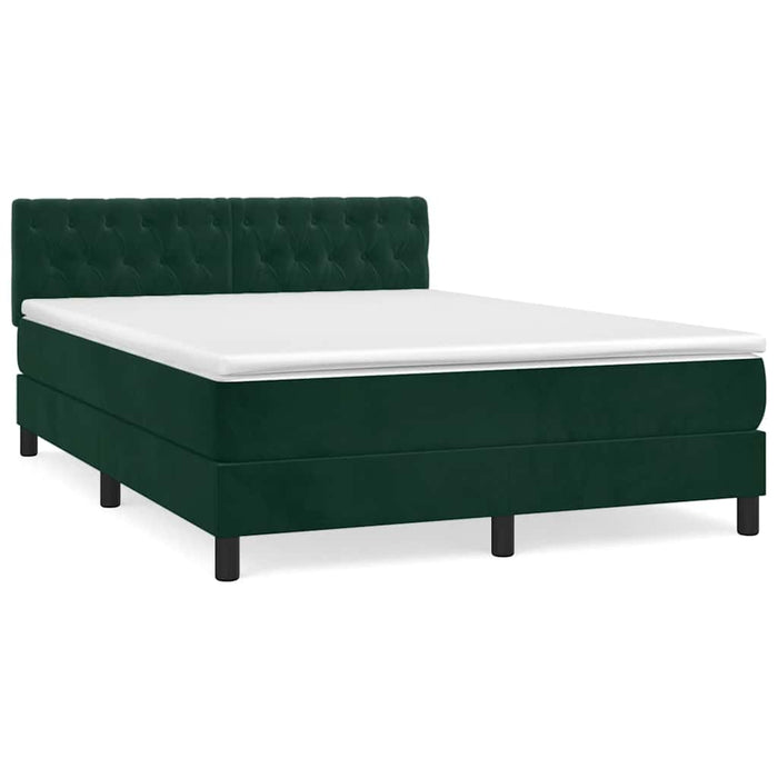 Pat box spring cu saltea, verde închis, 140x200 cm, catifea - WALTI WALTI