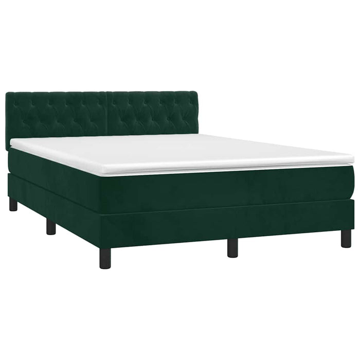 Pat box spring cu saltea, verde închis, 140x200 cm, catifea - WALTI WALTI