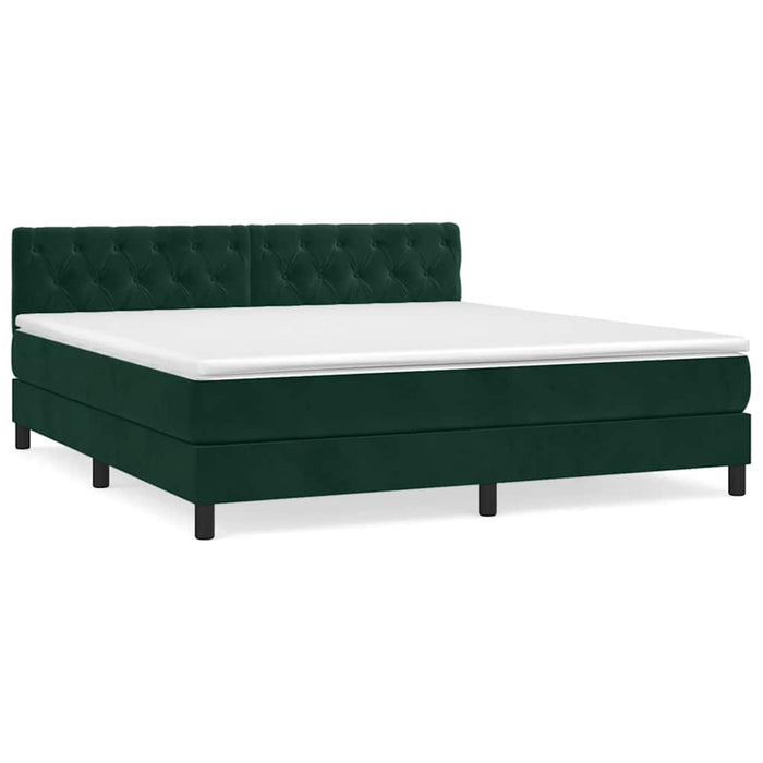 Pat box spring cu saltea, verde închis, 160x200 cm, catifea - WALTI WALTI