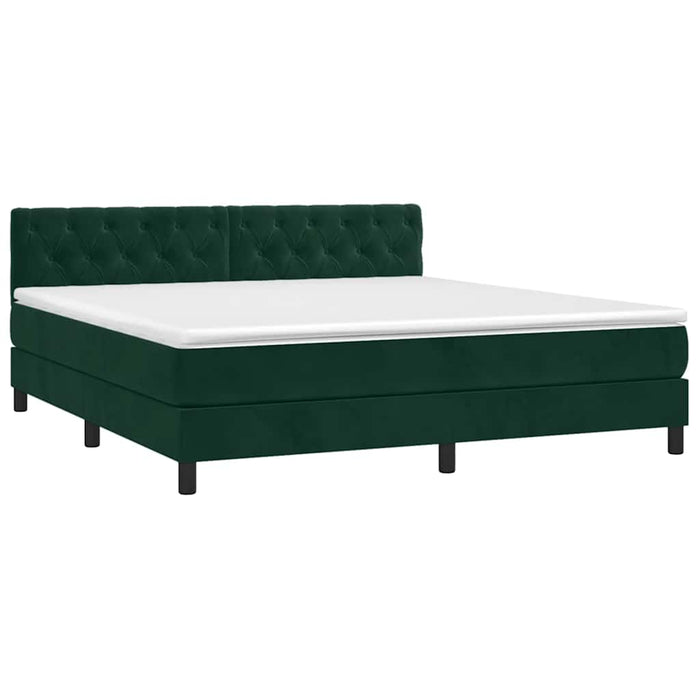 Pat box spring cu saltea, verde închis, 160x200 cm, catifea - WALTI WALTI