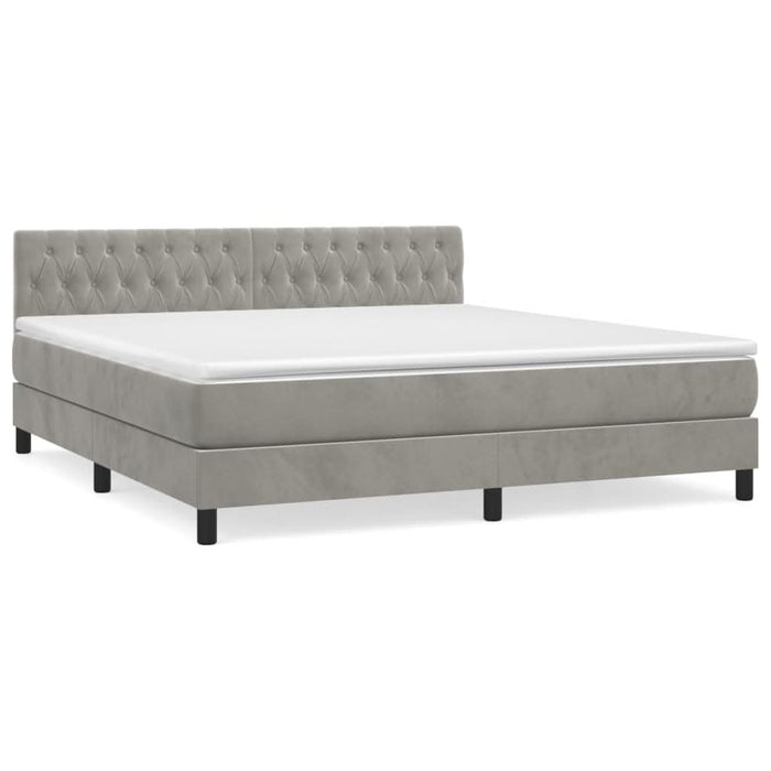 Pat box spring cu saltea, gri deschis, 180x200 cm, catifea - WALTI WALTI