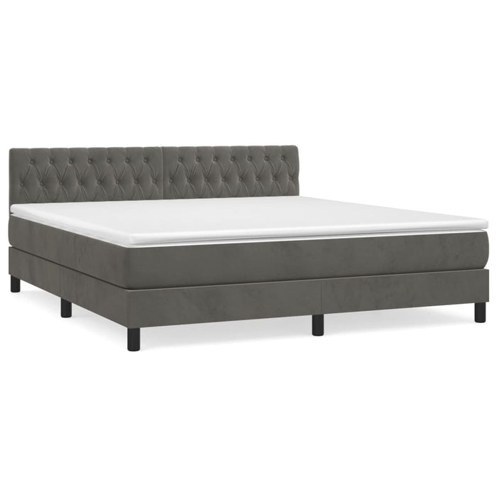 Pat box spring cu saltea, gri închis, 180x200 cm, catifea - WALTI WALTI