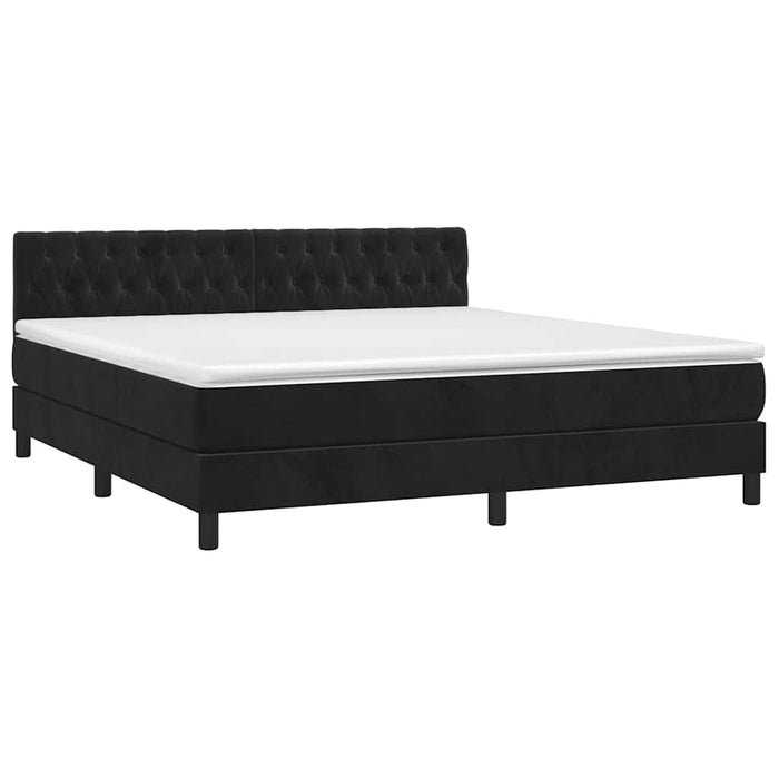 Pat box spring cu saltea, negru, 180x200 cm, catifea - WALTI WALTI