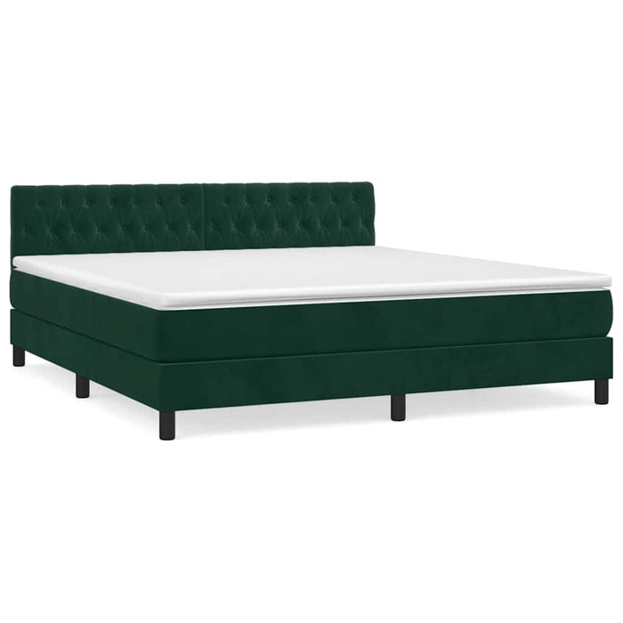 Pat box spring cu saltea, verde închis, 180x200 cm, catifea - WALTI WALTI