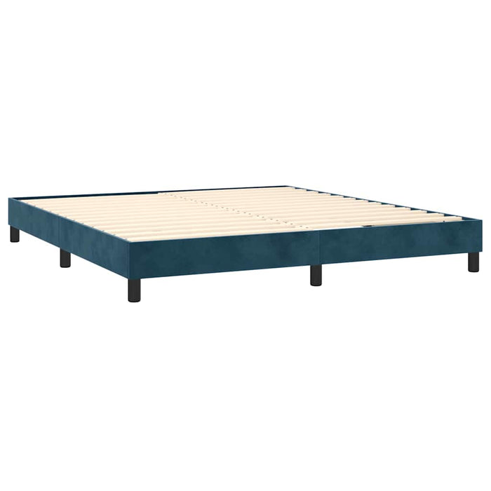Pat box spring cu saltea, albastru închis, 180x200 cm, catifea WALTI