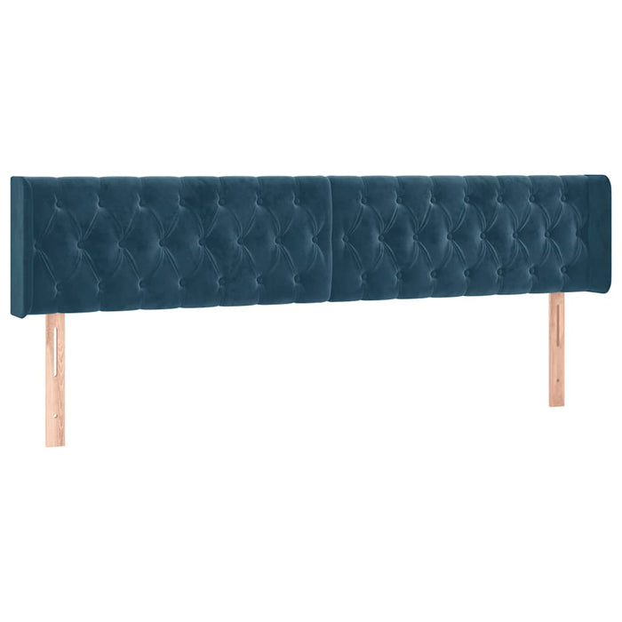 Pat box spring cu saltea, albastru închis, 180x200 cm, catifea WALTI