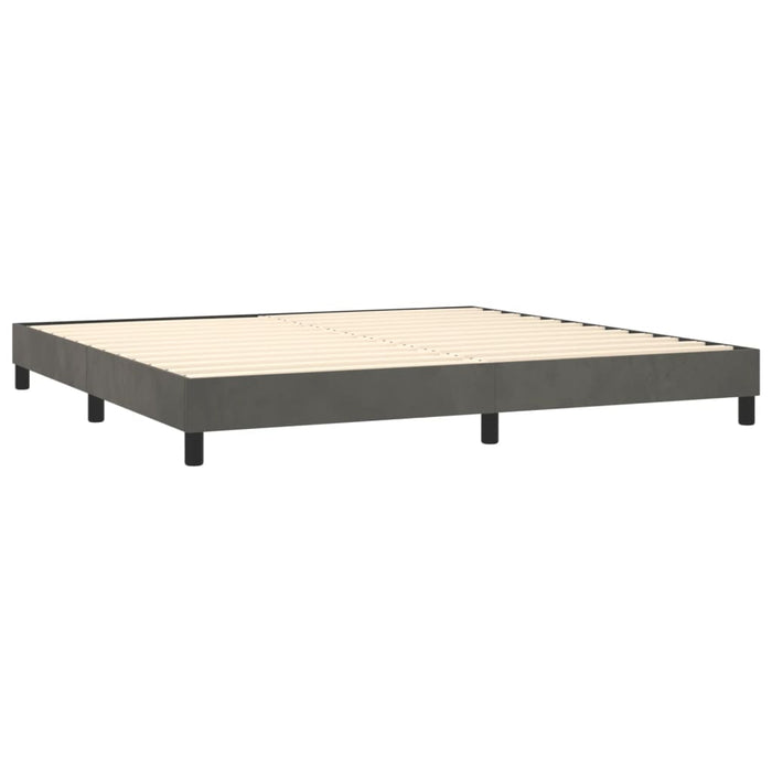Pat box spring cu saltea, gri închis, 200x200 cm, catifea - WALTI WALTI