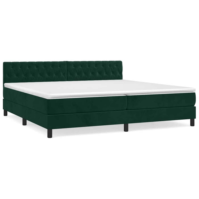 Pat box spring cu saltea, verde închis, 200x200 cm, catifea - WALTI WALTI