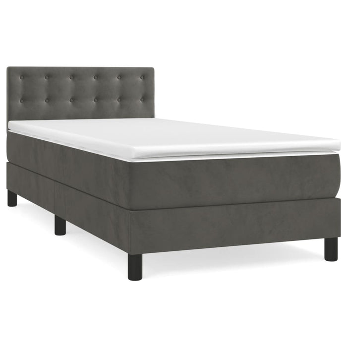 Pat box spring cu saltea, gri închis, 80x200 cm, catifea - WALTI WALTI