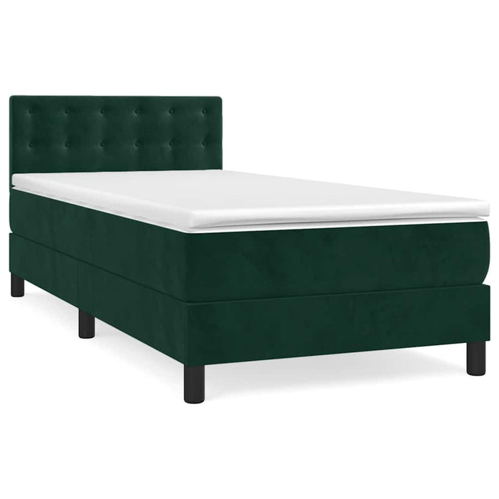 Pat box spring cu saltea, verde închis, 80x200 cm, catifea - WALTI WALTI