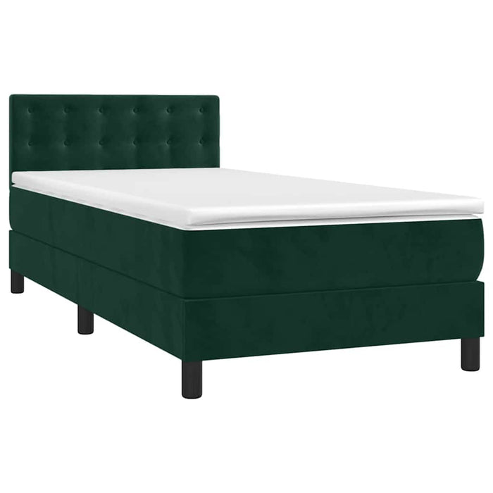 Pat box spring cu saltea, verde închis, 80x200 cm, catifea - WALTI WALTI