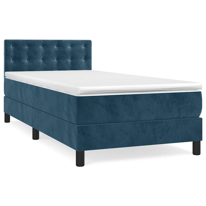 Pat box spring cu saltea, albastru închis, 80x200 cm, catifea - WALTI WALTI