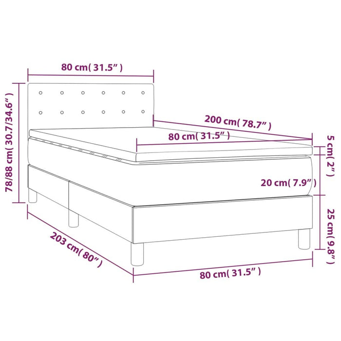 Pat box spring cu saltea, roz, 80x200 cm, catifea - WALTI WALTI