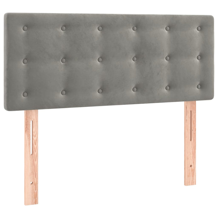 Pat box spring cu saltea, gri deschis, 90x190 cm, catifea - WALTI WALTI