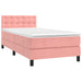 Pat box spring cu saltea, roz, 90x200 cm, catifea - WALTI WALTI
