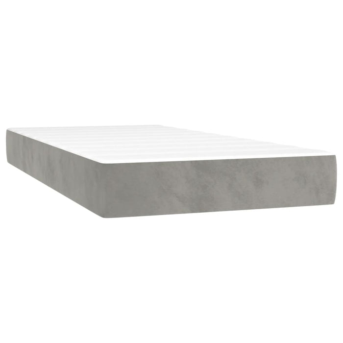 Pat box spring cu saltea, gri deschis, 100x200 cm, catifea - WALTI WALTI