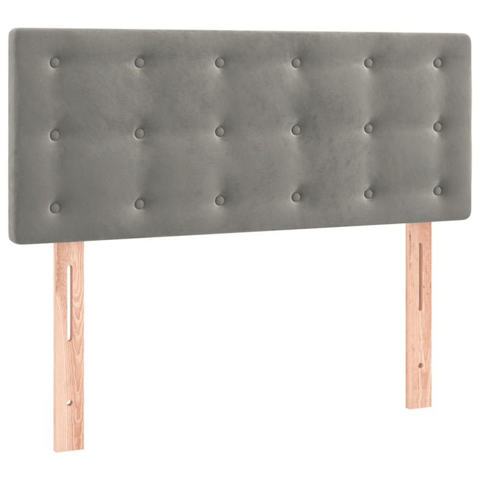 Pat box spring cu saltea, gri deschis, 100x200 cm, catifea - WALTI WALTI