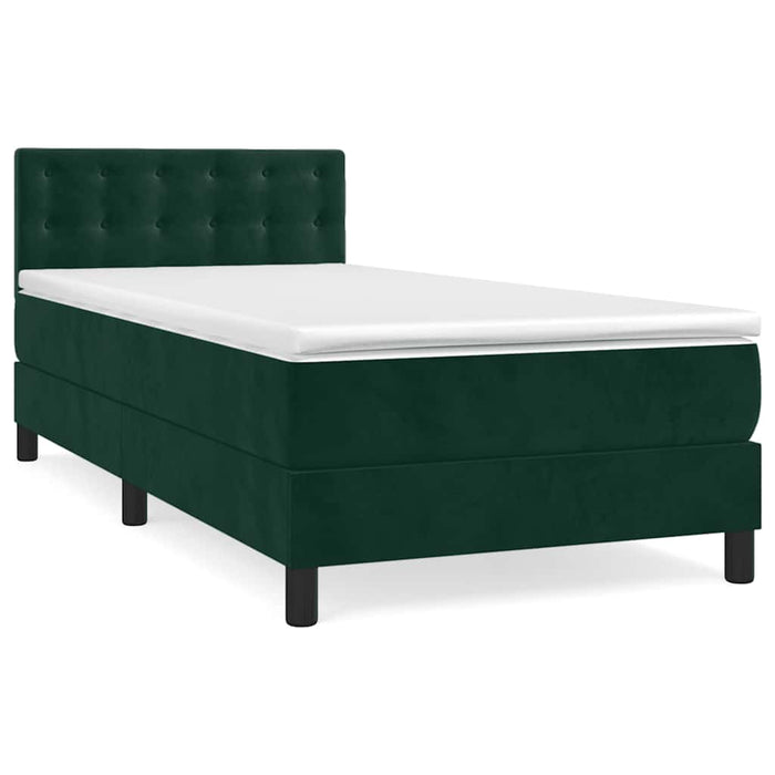 Pat box spring cu saltea, verde închis, 100x200 cm, catifea - WALTI WALTI