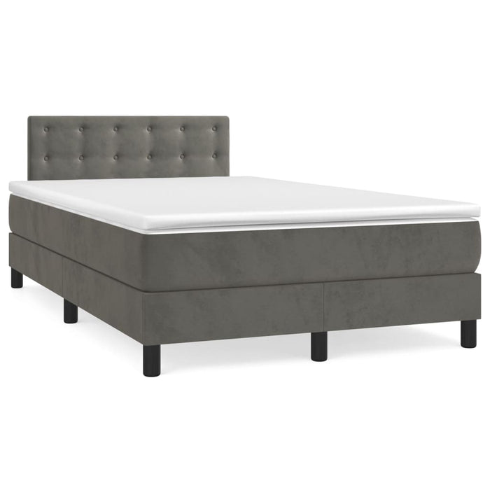 Pat box spring cu saltea, gri închis, 120x200 cm, catifea - WALTI WALTI