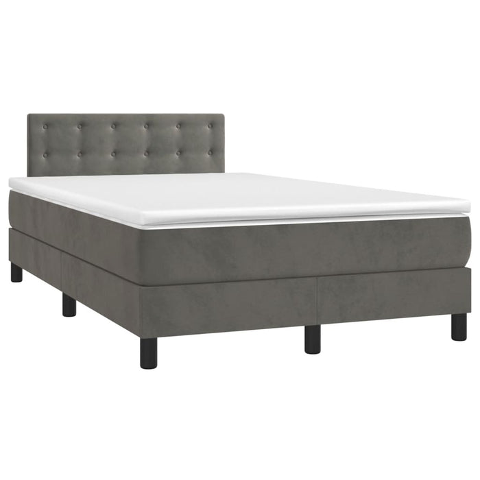 Pat box spring cu saltea, gri închis, 120x200 cm, catifea - WALTI WALTI