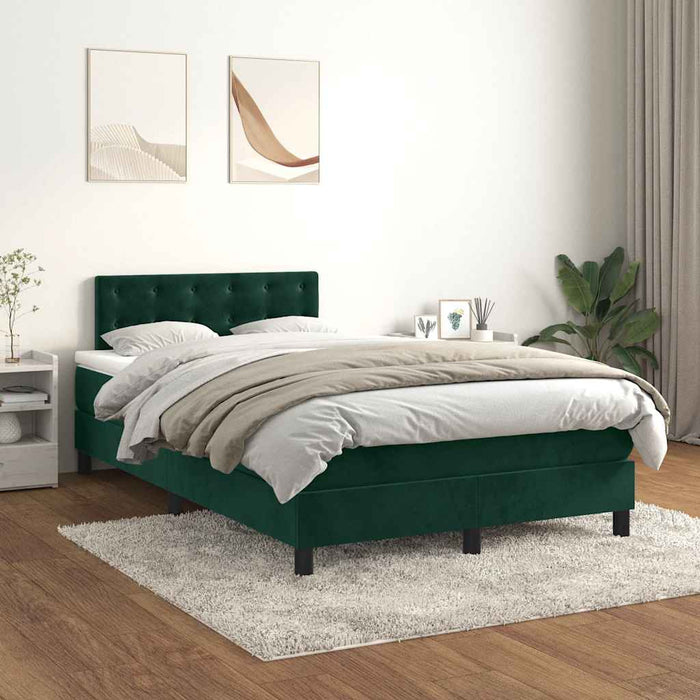 Pat box spring cu saltea, verde închis, 120x200 cm, catifea - WALTI WALTI
