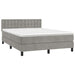 Pat box spring cu saltea, gri deschis, 140x190 cm, catifea - WALTI WALTI