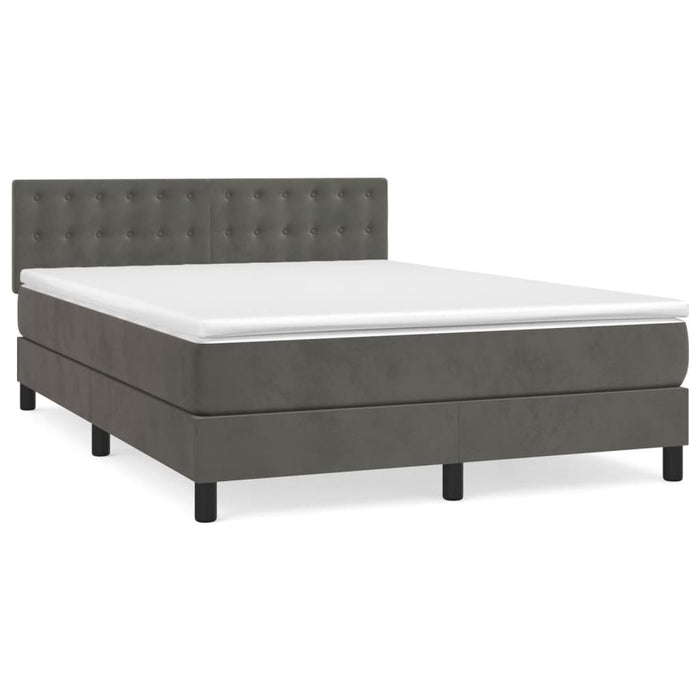 Pat box spring cu saltea, gri închis, 140x190 cm, catifea - WALTI WALTI