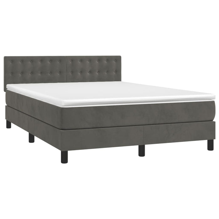 Pat box spring cu saltea, gri închis, 140x190 cm, catifea - WALTI WALTI