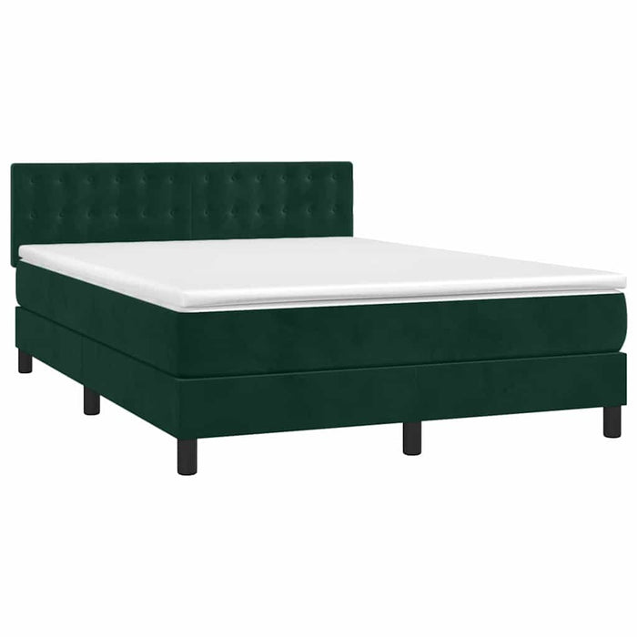 Pat box spring cu saltea, verde închis, 140x190 cm, catifea - WALTI WALTI