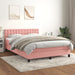 Pat box spring cu saltea, roz, 140x200 cm, catifea - WALTI WALTI
