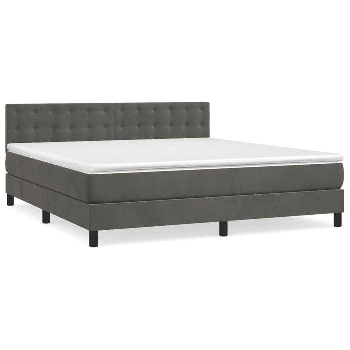 Pat box spring cu saltea, gri închis, 160x200 cm, catifea - WALTI WALTI