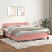 Pat box spring cu saltea, roz, 160x200 cm, catifea - WALTI WALTI