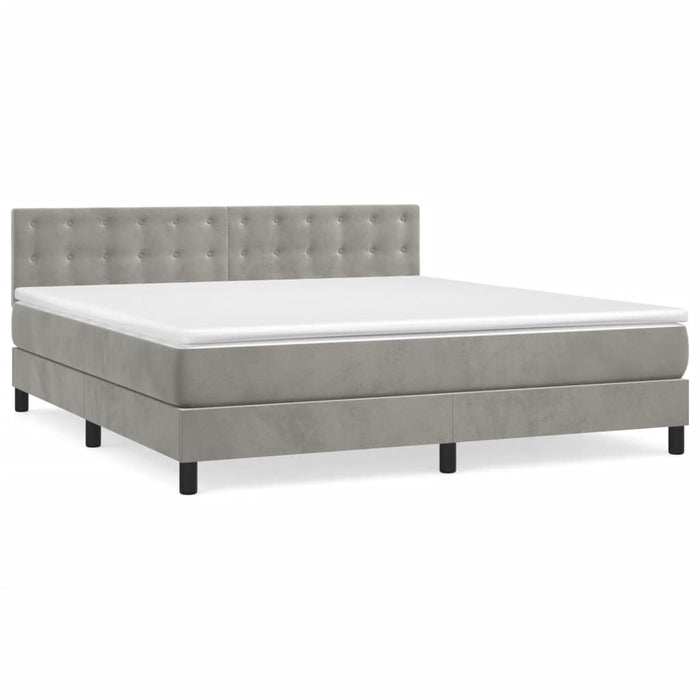 Pat box spring cu saltea, gri deschis, 180x200 cm, catifea - WALTI WALTI