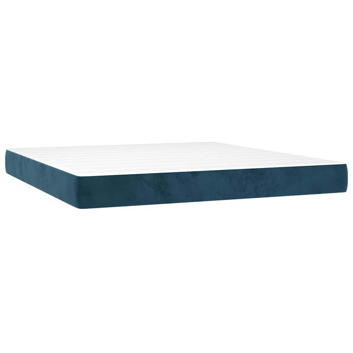 Pat box spring cu saltea, albastru închis, 180x200 cm, catifea - WALTI WALTI