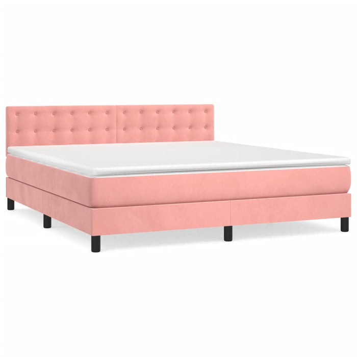 Pat box spring cu saltea, roz, 180x200 cm, catifea - WALTI WALTI