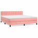Pat box spring cu saltea, roz, 180x200 cm, catifea - WALTI WALTI