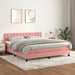 Pat box spring cu saltea, roz, 180x200 cm, catifea - WALTI WALTI
