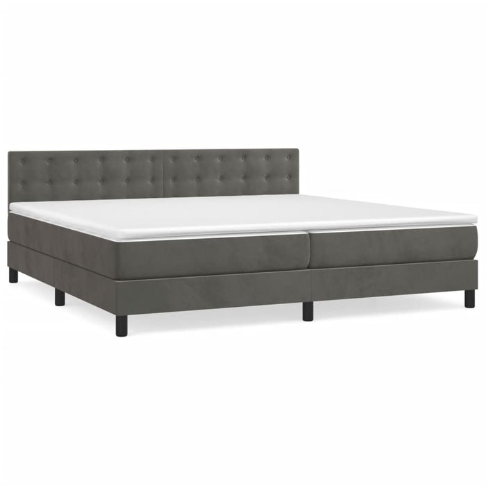 Pat box spring cu saltea, gri închis, 200x200 cm, catifea - WALTI WALTI