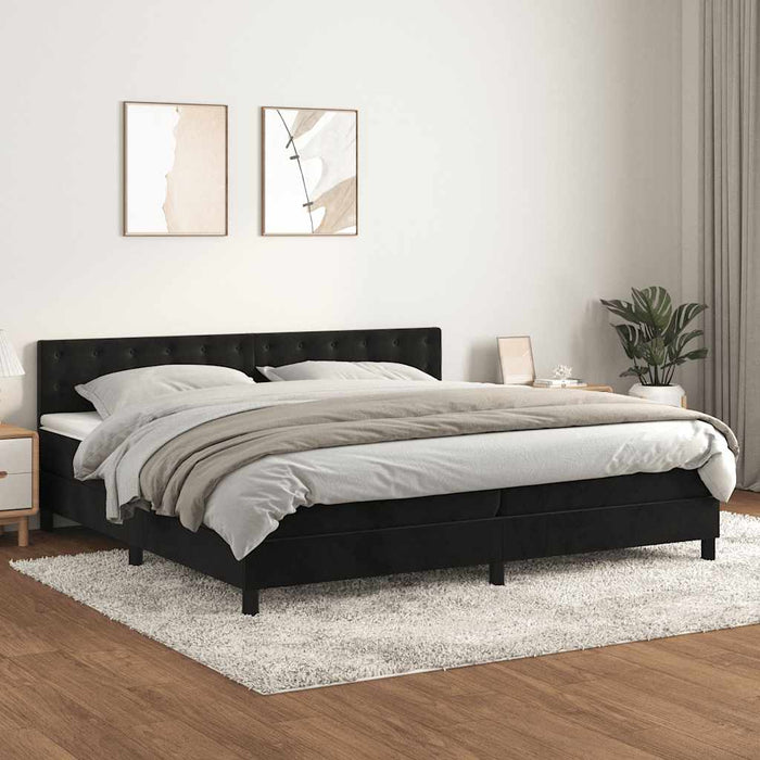 Pat box spring cu saltea, negru, 200x200 cm, catifea - WALTI WALTI